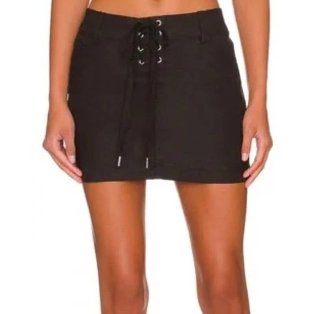 L'Academie Women’s Blakely Mini Micro Skirt in Black Sz S